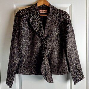 Vintage Brooke Coleman Taupe Brown Grey Jacquard Jacket